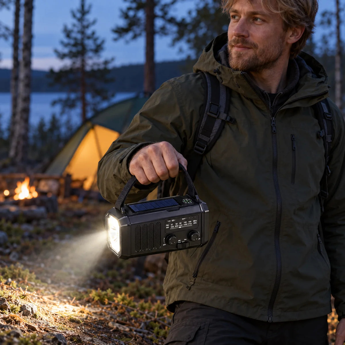 Nödradio 10 000 mAh – powerbank, ficklampa & vevgenerator