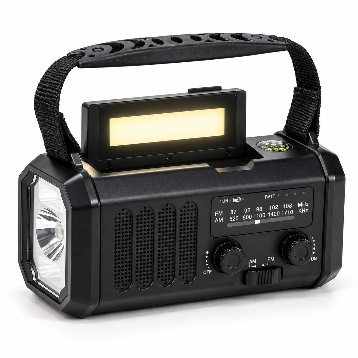Nödradio 10 000 mAh – powerbank, ficklampa & vevgenerator