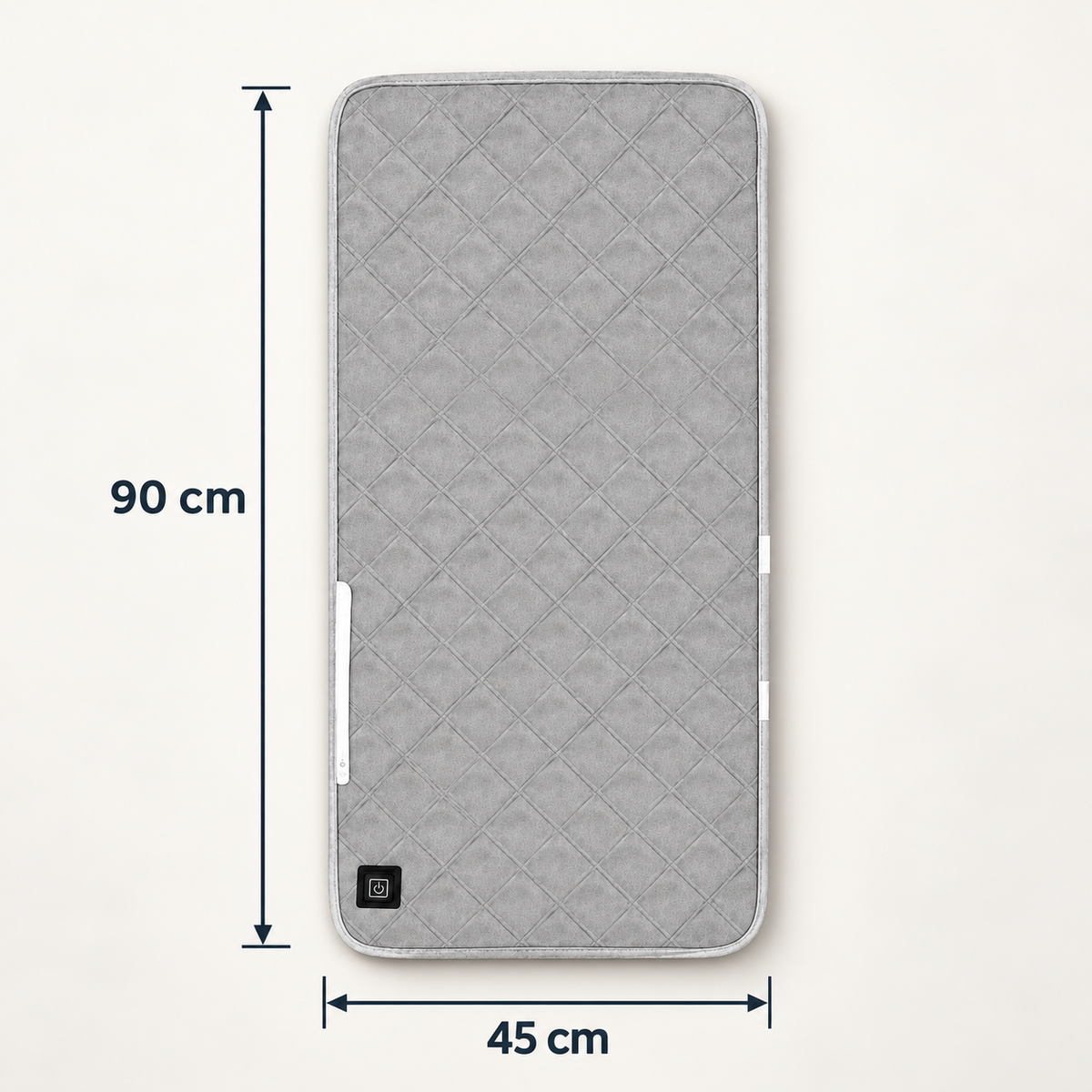 ORVO-lämpöistuin mittanuolilla: leveys 45 cm ja pituus 90 cm
